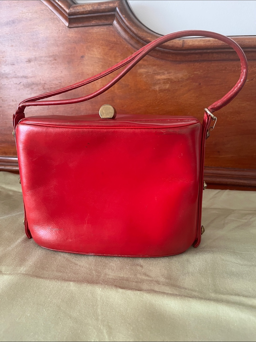Vintage 1950 Red Leather Margolin Structured Handbag